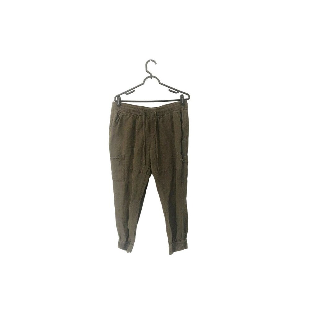 Old Navy Womens Army Green Linen Blend Jogger Pants Size Medium